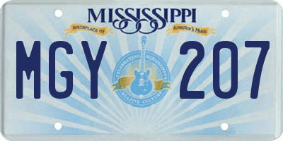 MS license plate MGY207