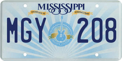 MS license plate MGY208
