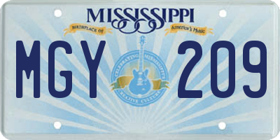 MS license plate MGY209
