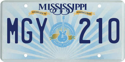 MS license plate MGY210