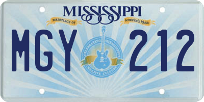 MS license plate MGY212