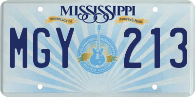 MS license plate MGY213