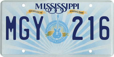 MS license plate MGY216