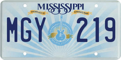 MS license plate MGY219