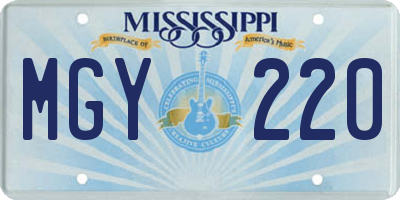 MS license plate MGY220