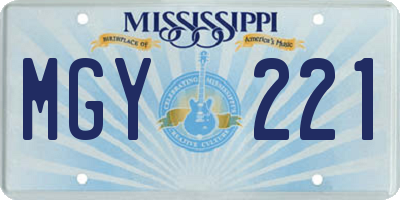 MS license plate MGY221