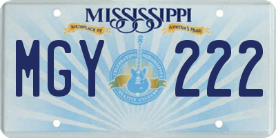 MS license plate MGY222