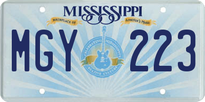 MS license plate MGY223