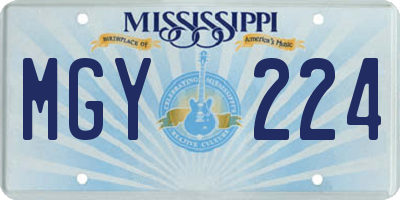 MS license plate MGY224