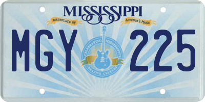 MS license plate MGY225