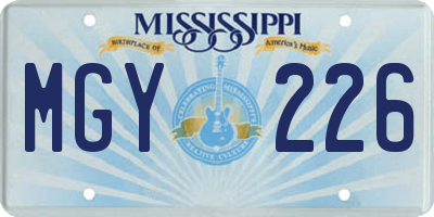 MS license plate MGY226