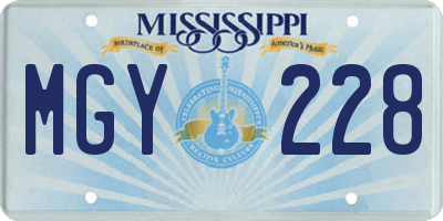 MS license plate MGY228