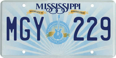 MS license plate MGY229