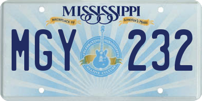 MS license plate MGY232