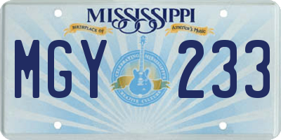 MS license plate MGY233