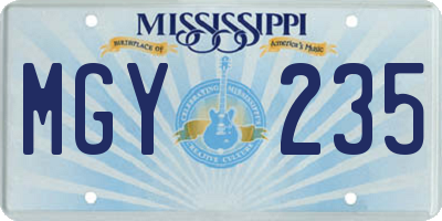 MS license plate MGY235