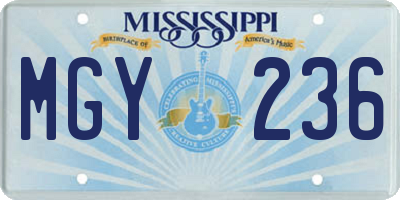 MS license plate MGY236