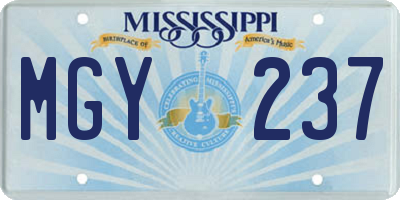 MS license plate MGY237