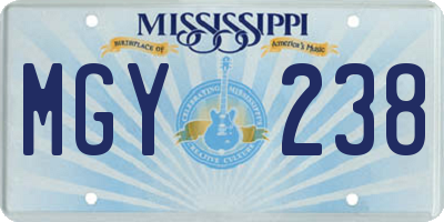 MS license plate MGY238