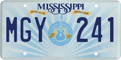MS license plate MGY241
