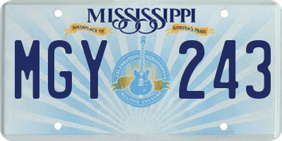 MS license plate MGY243
