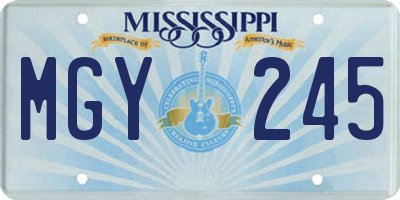 MS license plate MGY245
