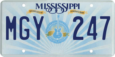 MS license plate MGY247