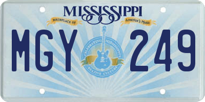 MS license plate MGY249