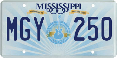 MS license plate MGY250