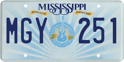 MS license plate MGY251