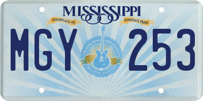 MS license plate MGY253