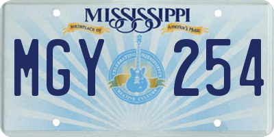 MS license plate MGY254