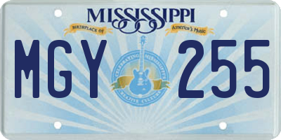 MS license plate MGY255