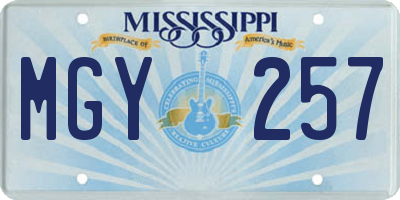 MS license plate MGY257