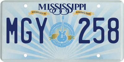 MS license plate MGY258