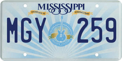 MS license plate MGY259