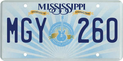 MS license plate MGY260