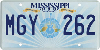 MS license plate MGY262