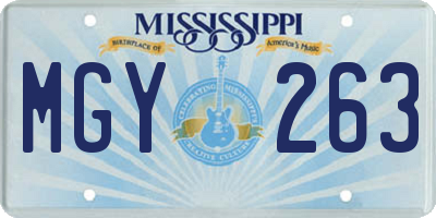 MS license plate MGY263