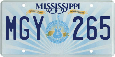 MS license plate MGY265