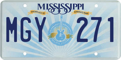 MS license plate MGY271