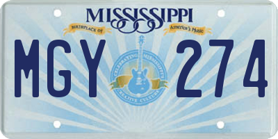 MS license plate MGY274
