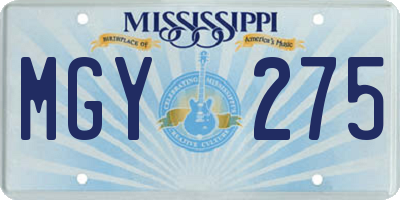 MS license plate MGY275