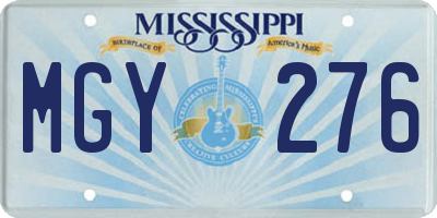 MS license plate MGY276