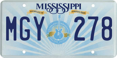MS license plate MGY278