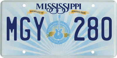 MS license plate MGY280
