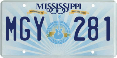 MS license plate MGY281