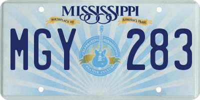 MS license plate MGY283