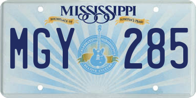 MS license plate MGY285