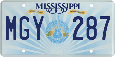 MS license plate MGY287